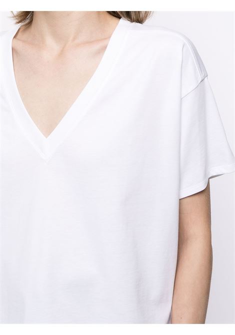 T-shirt con scollo a v  in bianco Loulou studio - donna LOULOU DE SAISON | FAAAWHT